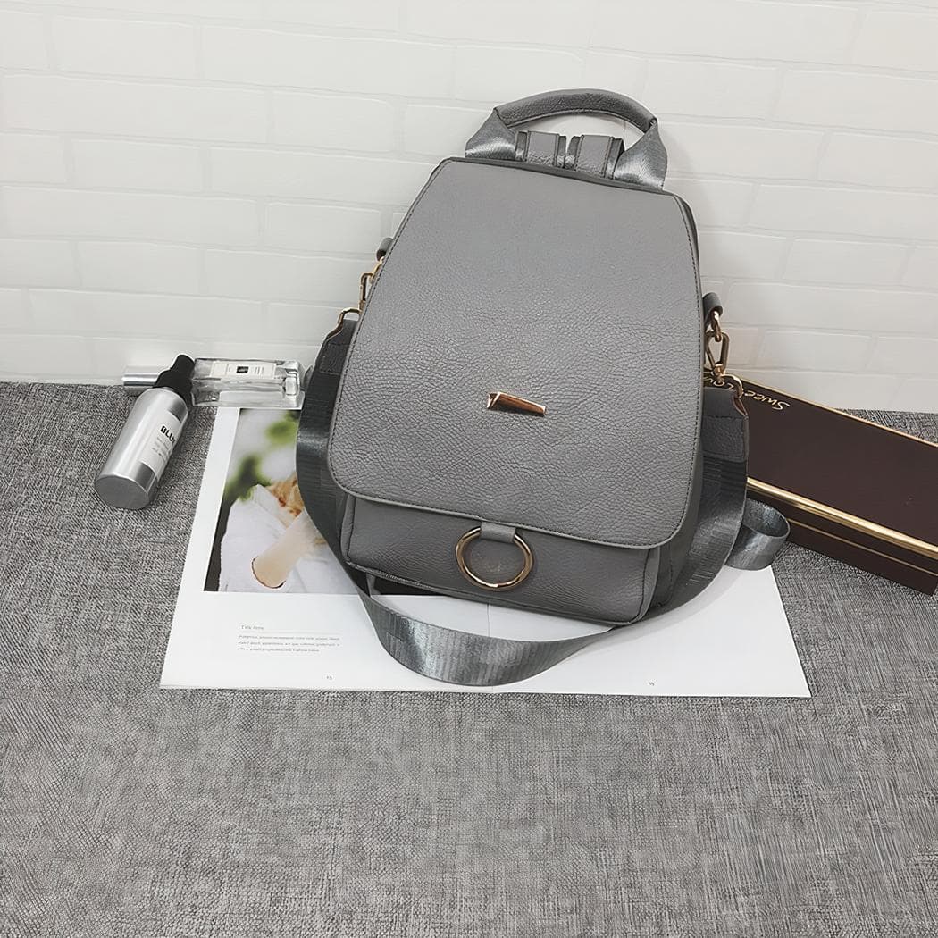 Sac à dos en similicuir vintage - gris
