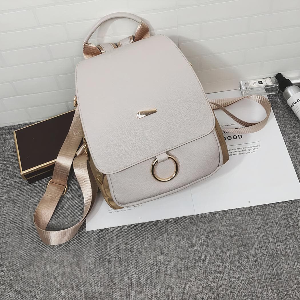 Sac à dos en similicuir vintage - blanc