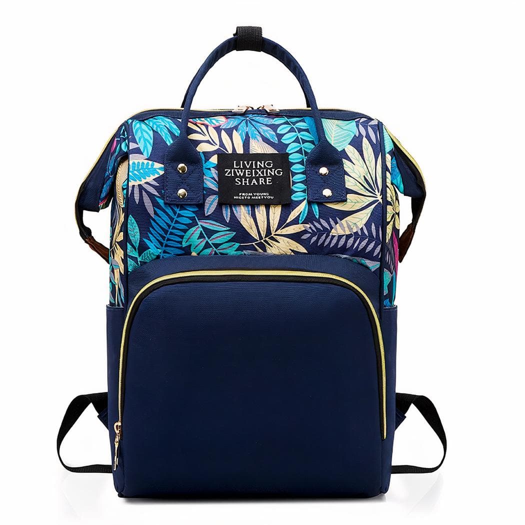Sac à langer tendance motif floral - bleu