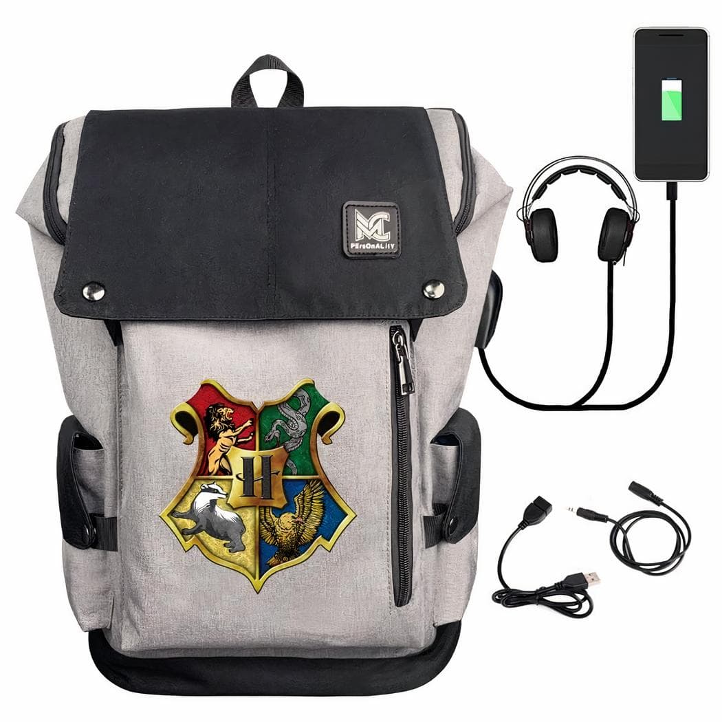 Sac à dos Harry Potter avec le motif des blasons - noir