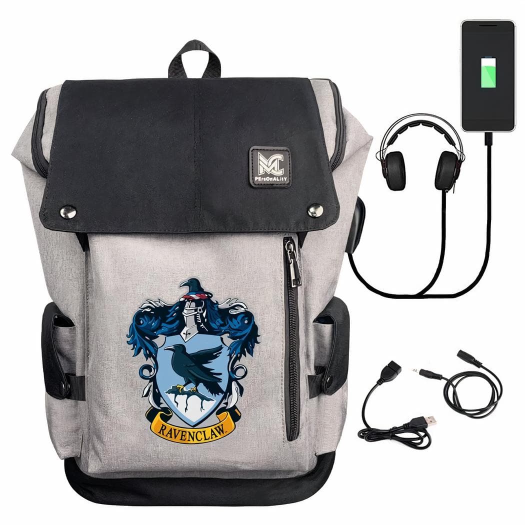 Sac à dos Harry Potter avec le motif des blasons - bleu