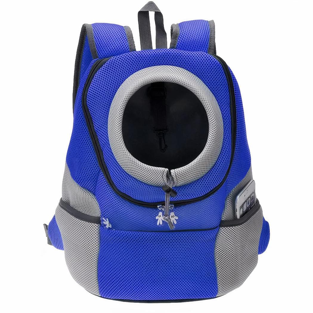 Sac à dos de promenade à double épaule pour chien - bleu,s