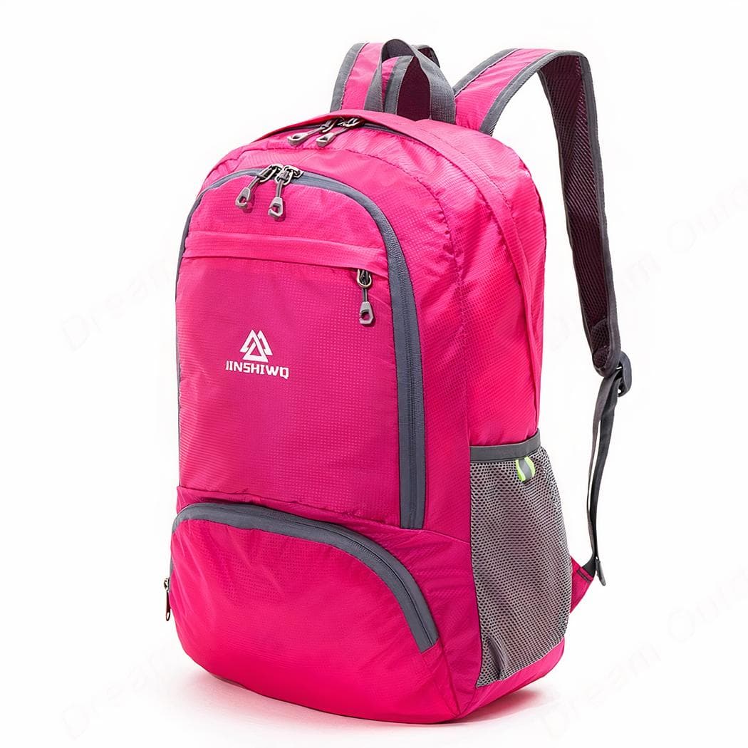 Sac à dos randonnée pliable en nylon étanche et léger - rose