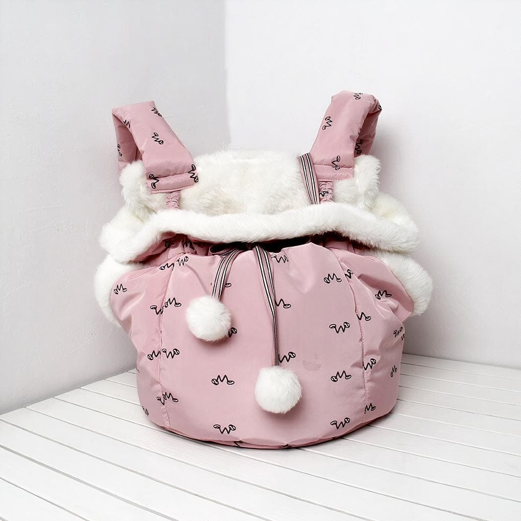 Sac à dos de transport semi-fermé pour chiot et chat - rose