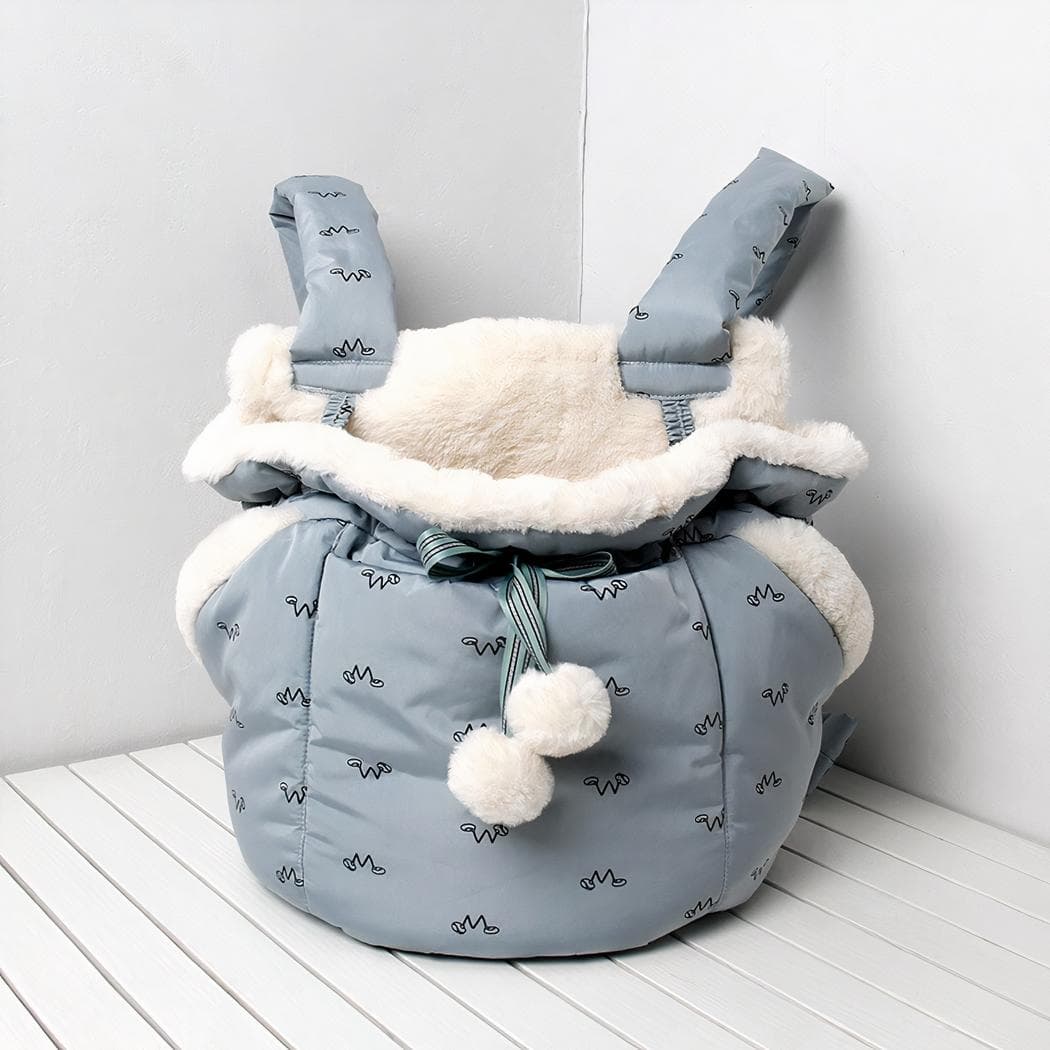 Sac à dos de transport semi-fermé pour chiot et chat - bleu