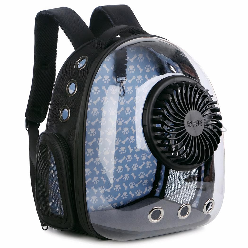 Sac à dos de transport transparent pour chien - bleu