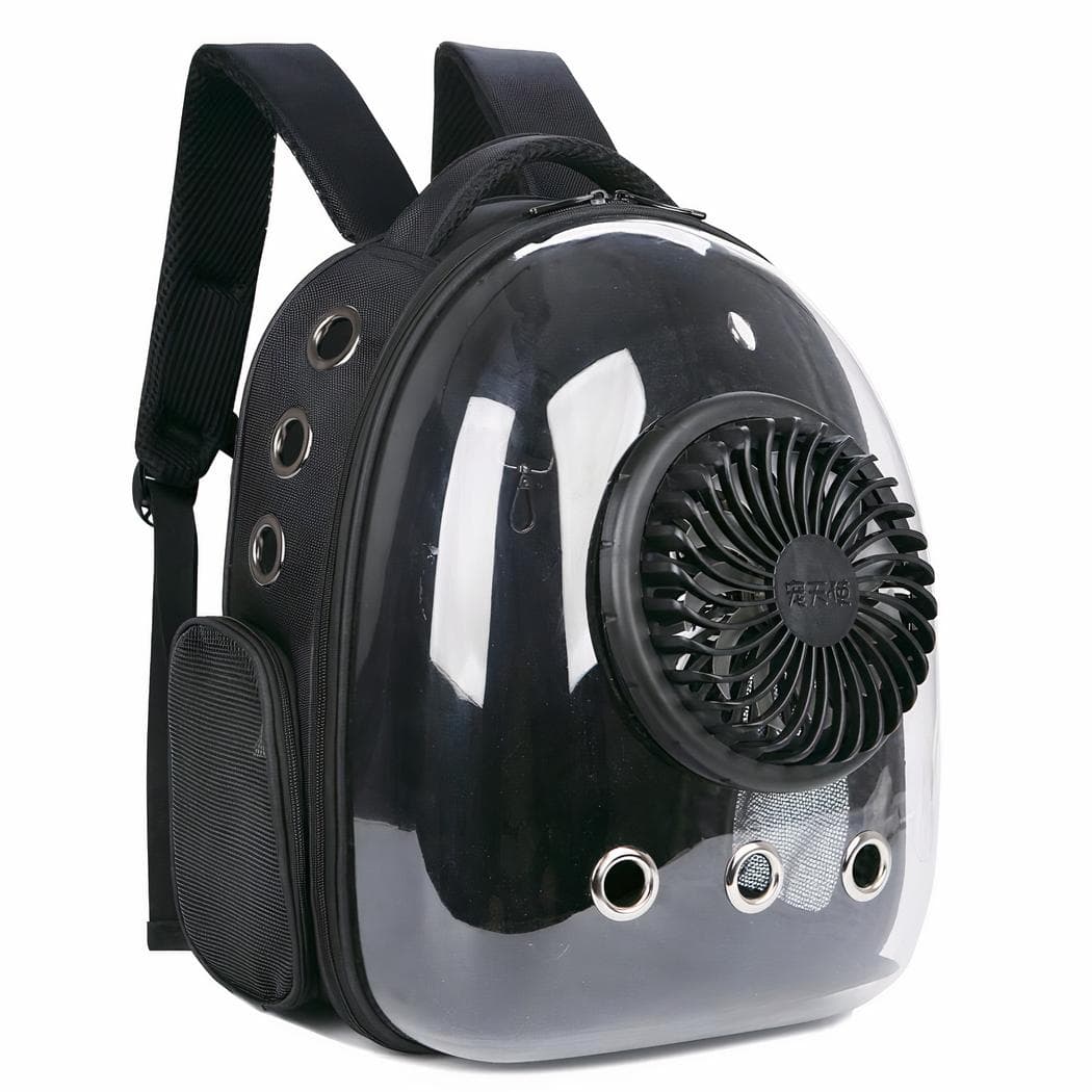 Sac à dos de transport transparent pour chien - noir