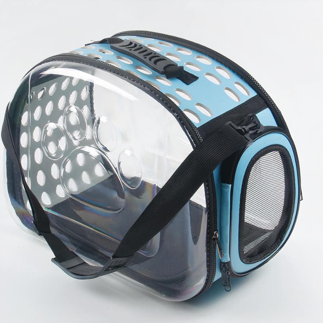 Sac de transport transparent pour chien et chat - bleu,l