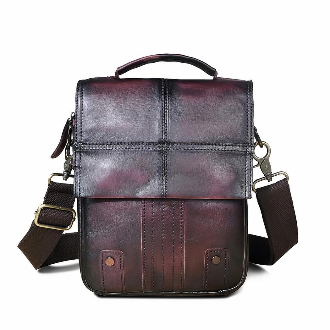 Sac à dos bandoulière en cuir - rouge