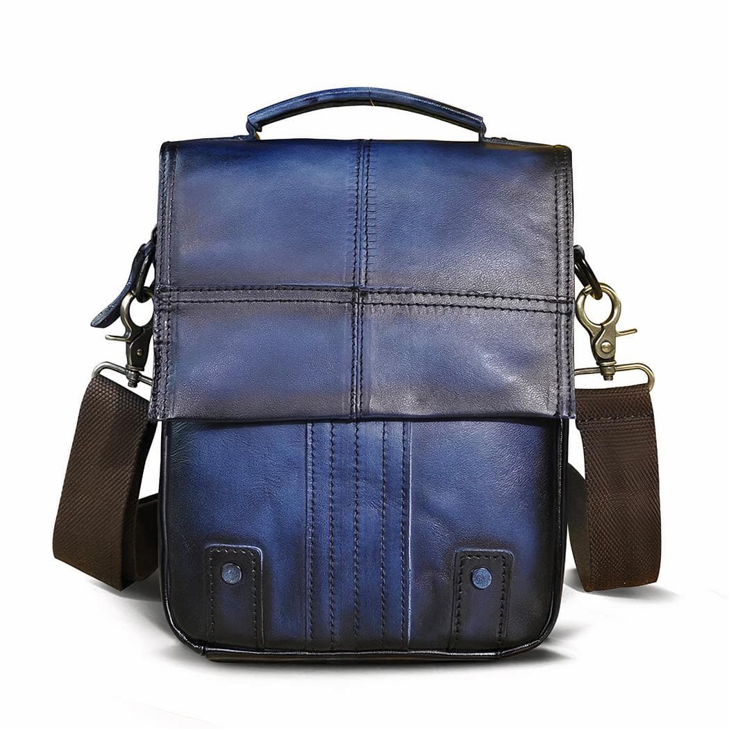 Sac à dos bandoulière en cuir - bleu