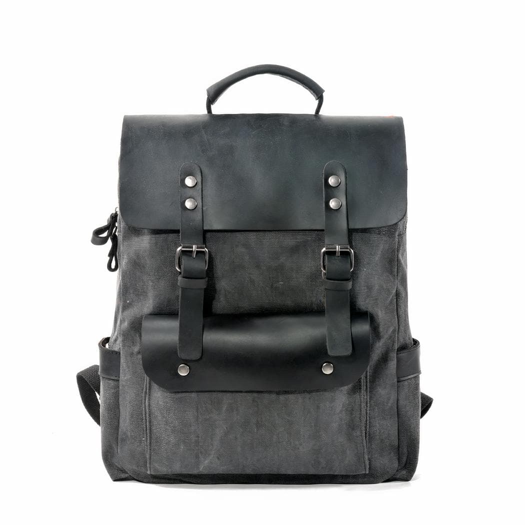 Sac à dos cartable rétro - noir