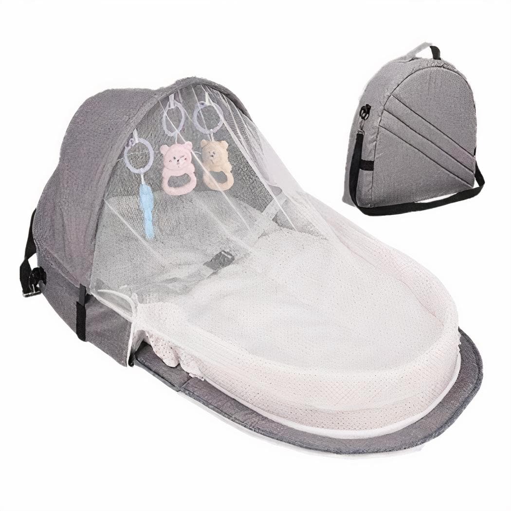 Sac à langer berceau portable pour bébé - gris