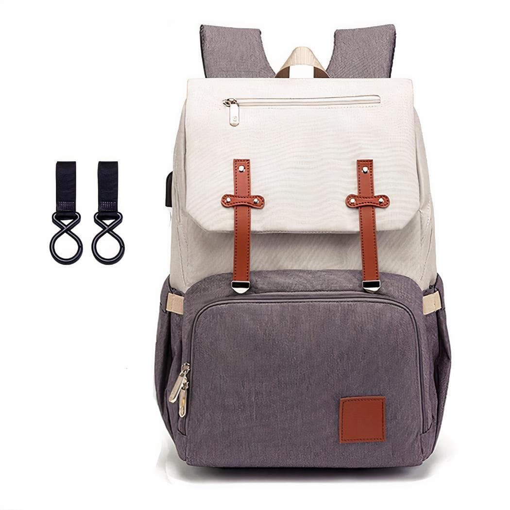 Sac à langer avec crochets pour poussette - blanc