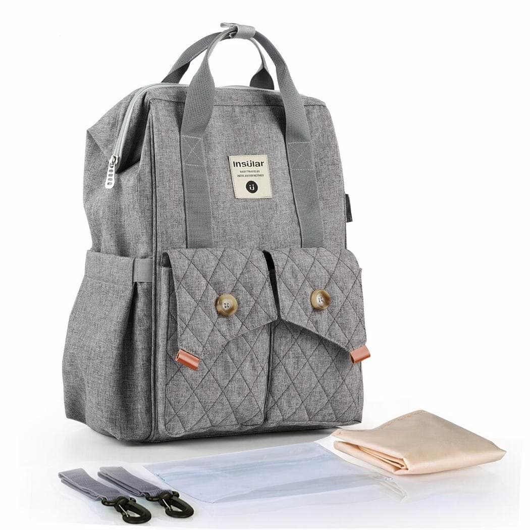 Sac à langer tendance pour parents - gris