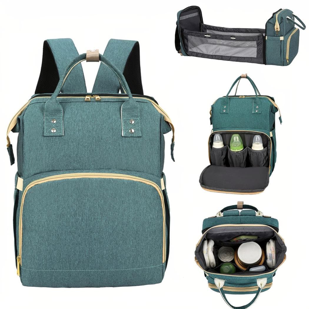 Sac à langer avec lit pliable pour bébé - vert