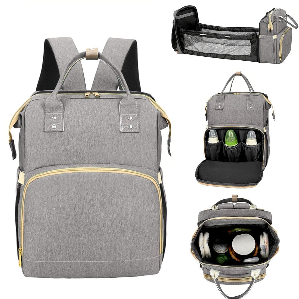 Sac à langer avec lit pliable pour bébé - gris