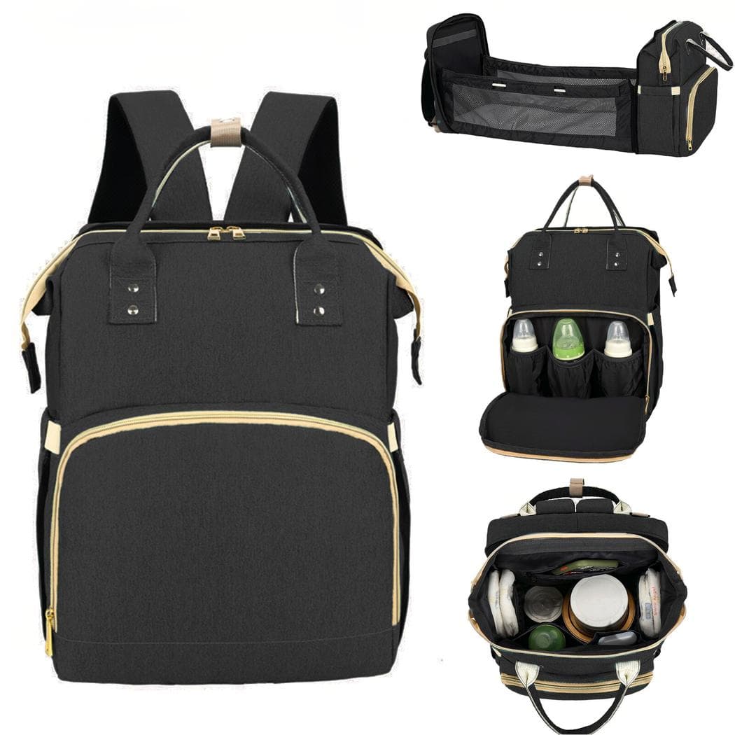 Sac à langer avec lit pliable pour bébé - noir