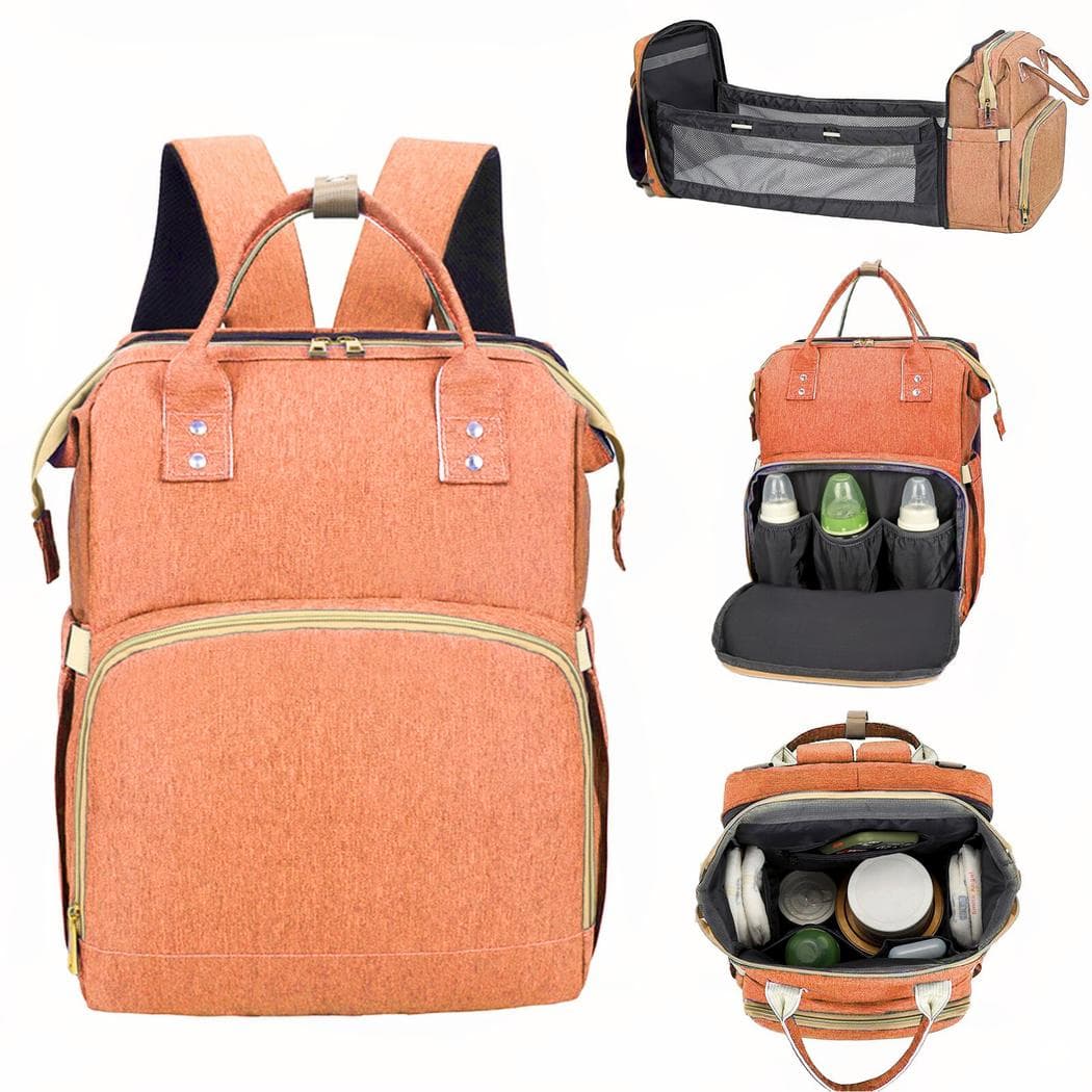 Sac à langer avec lit pliable pour bébé - orange