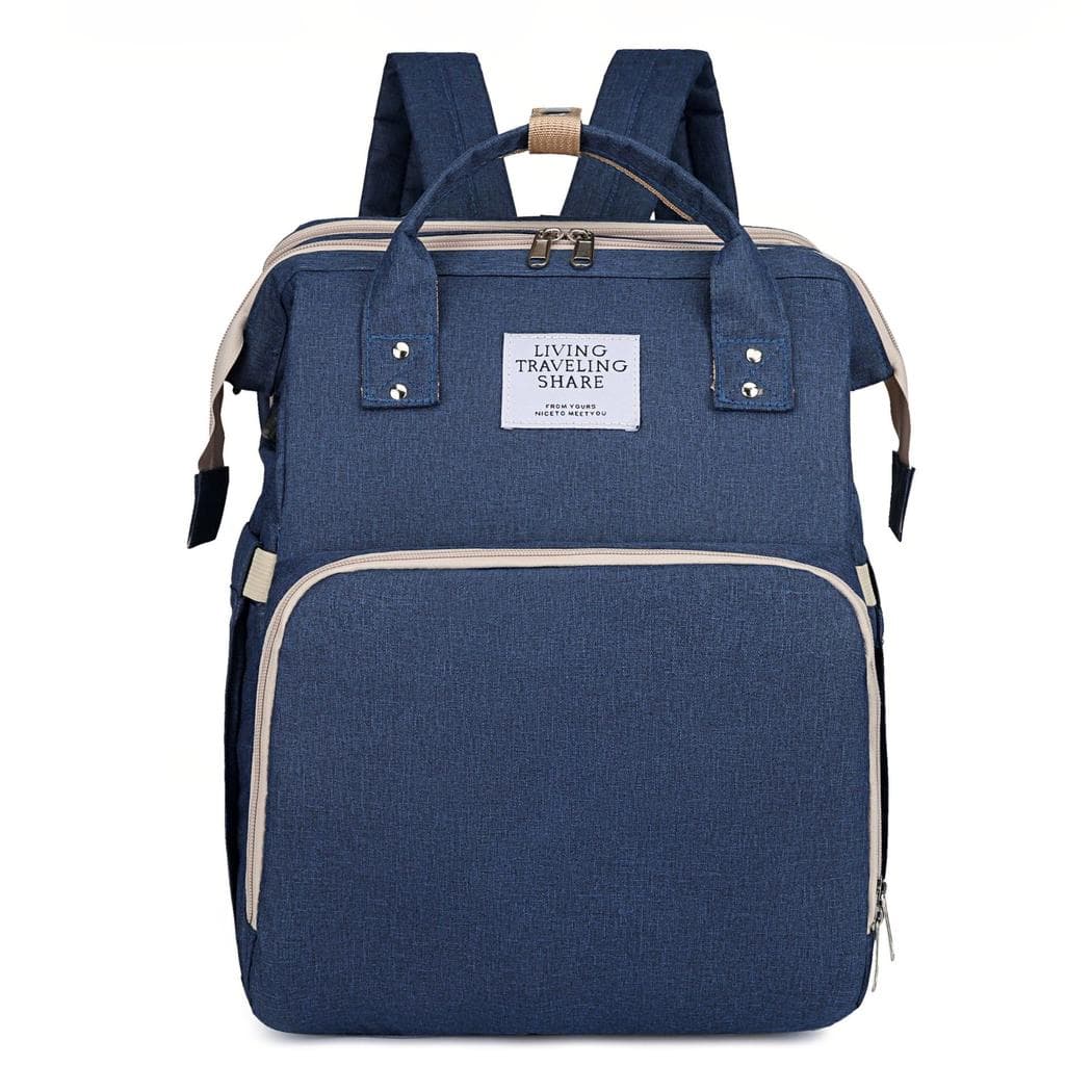 Sac à dos à langer de voyage berceau pliable - bleu-fonce