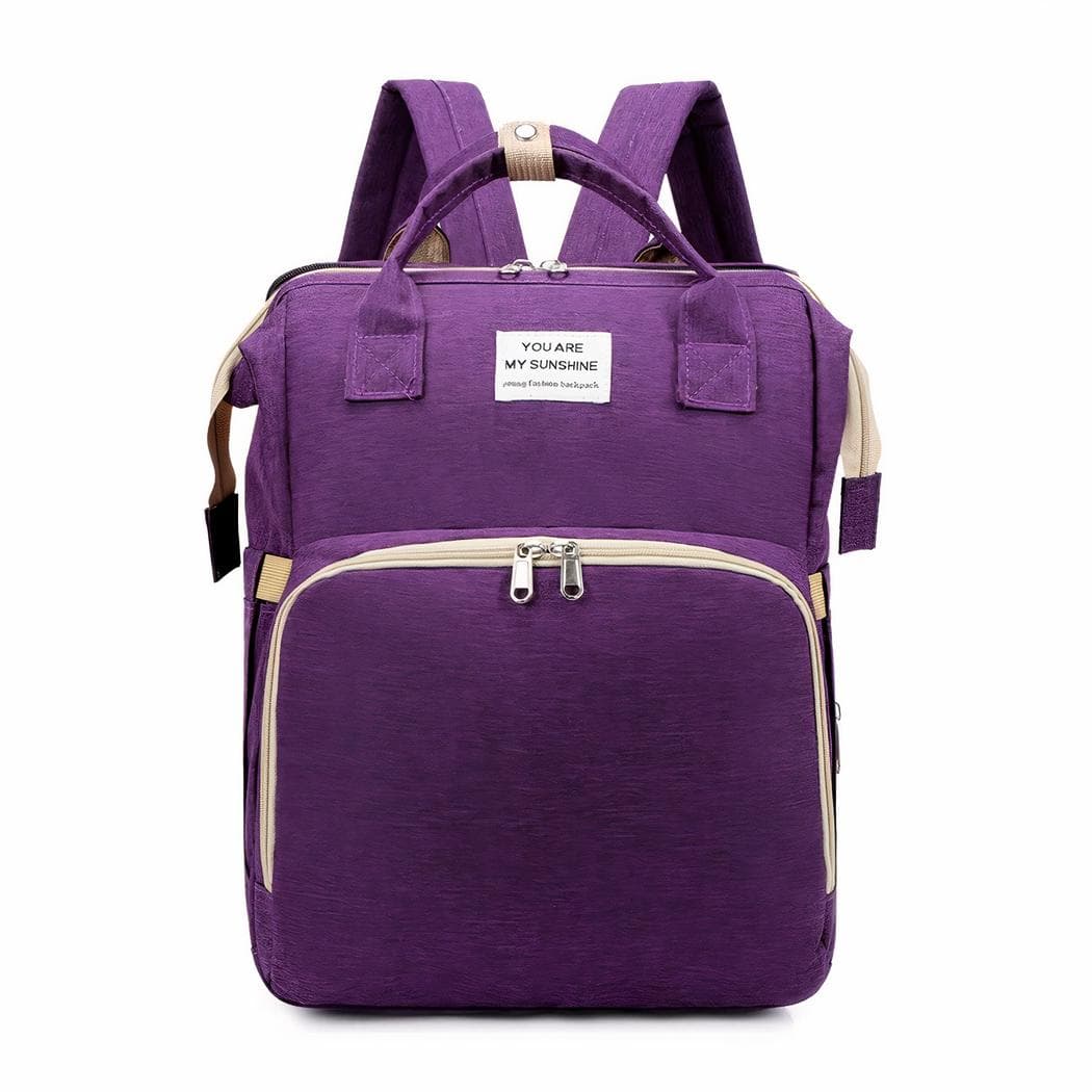 Sac à dos à langer de voyage berceau pliable - violet