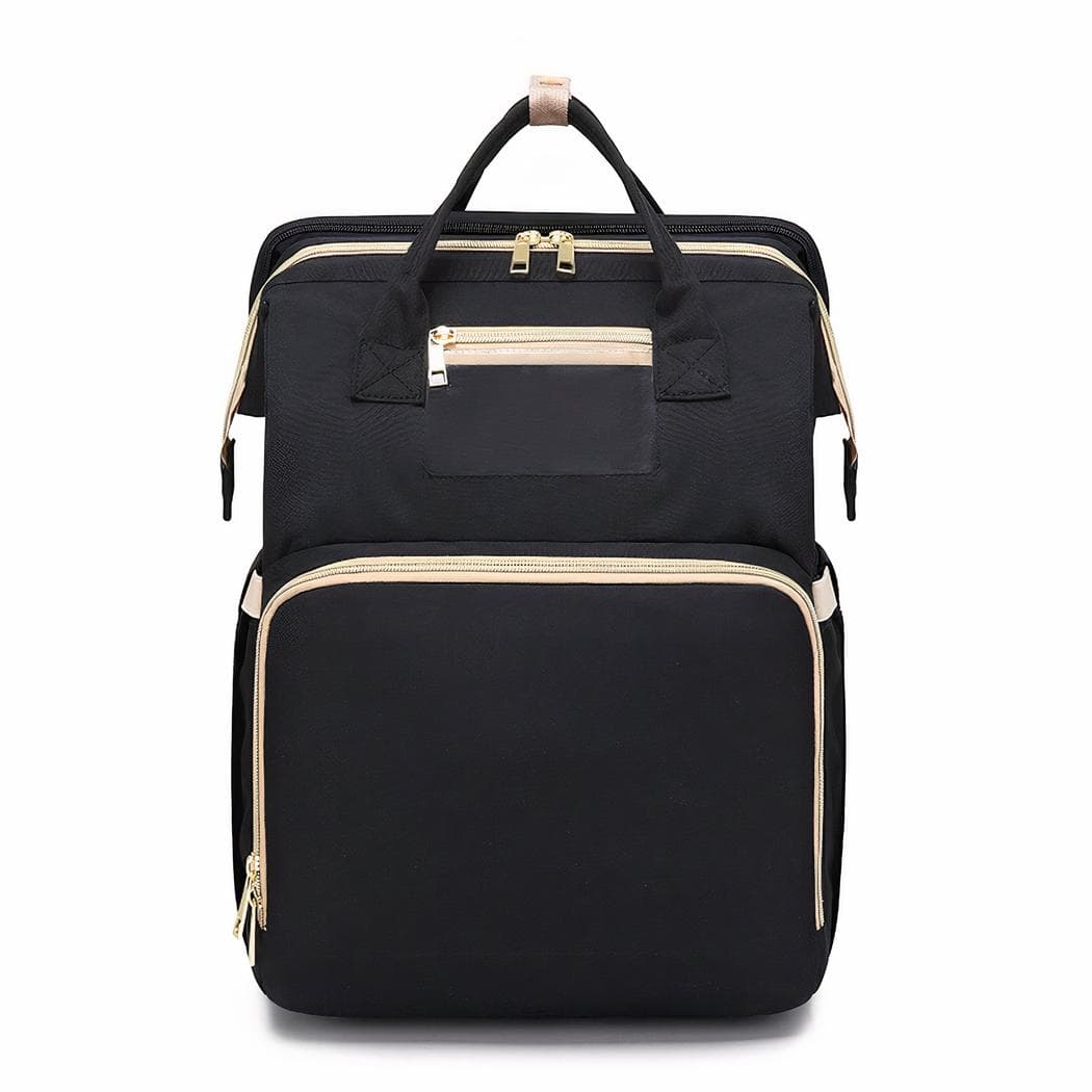 Sac à dos à langer avec lit pliable pour bébé - noir