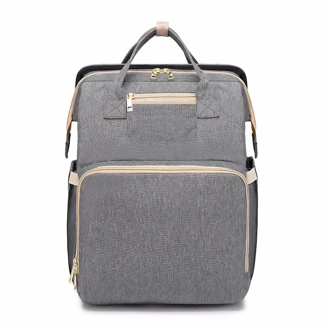Sac à dos à langer avec lit pliable pour bébé - gris