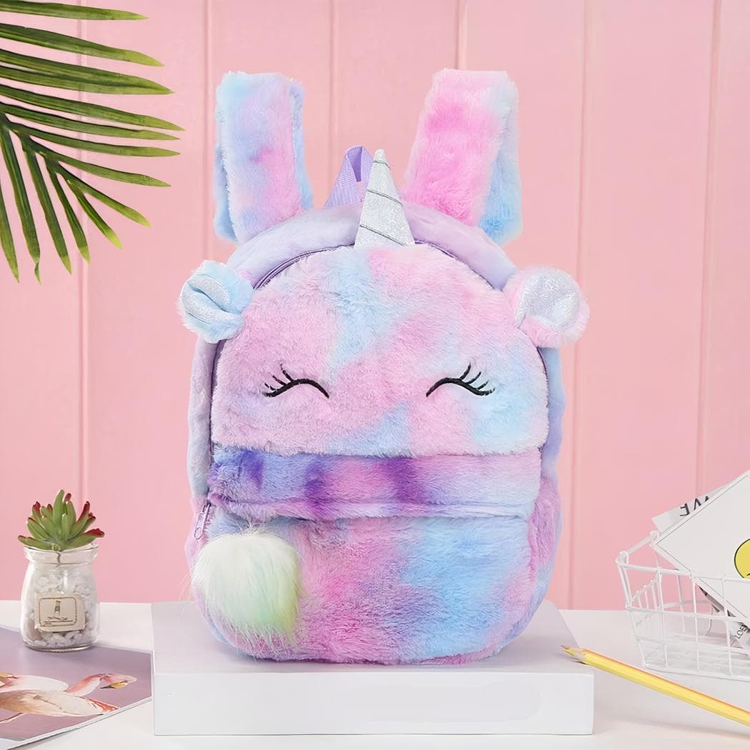 Sac à dos licorne en peluche pour fille - violet