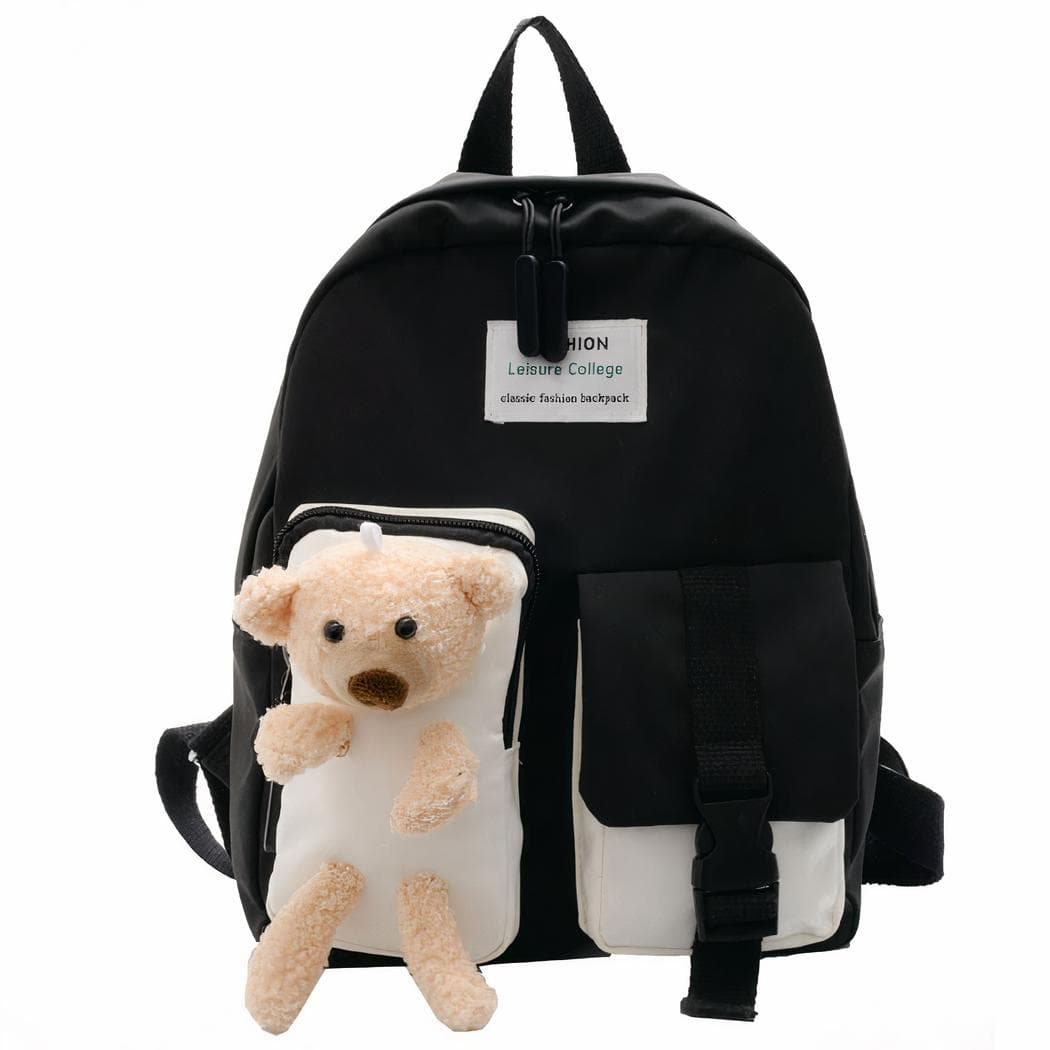 Sac à dos avec ours mignon pour enfant - noir