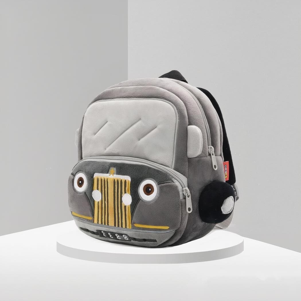 Sac à dos en forme de camion en peluche - gris