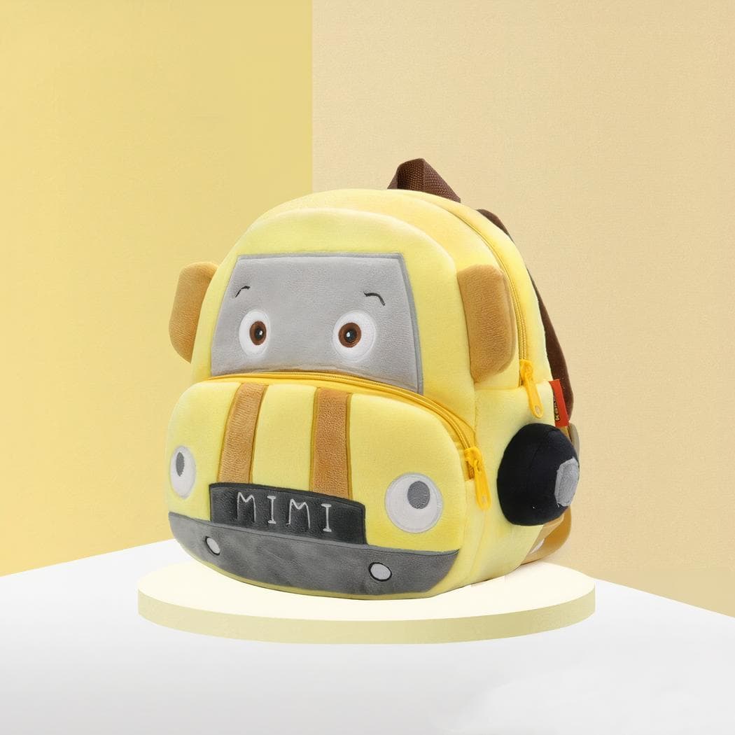 Sac à dos en forme de camion en peluche - jaune