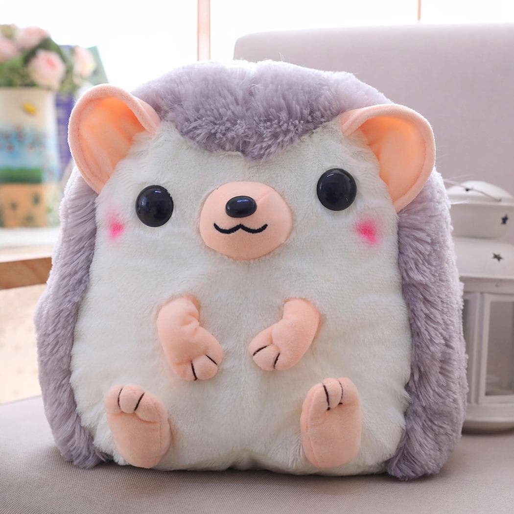 Sac à dos en forme de hérisson en peluche - gris