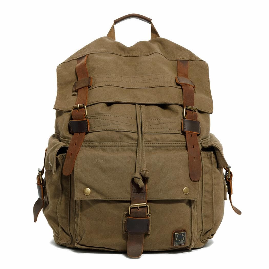 Sac à dos vintage en toile - vert