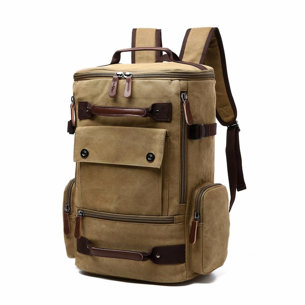 Sac à dos vintage grande capacité - beige