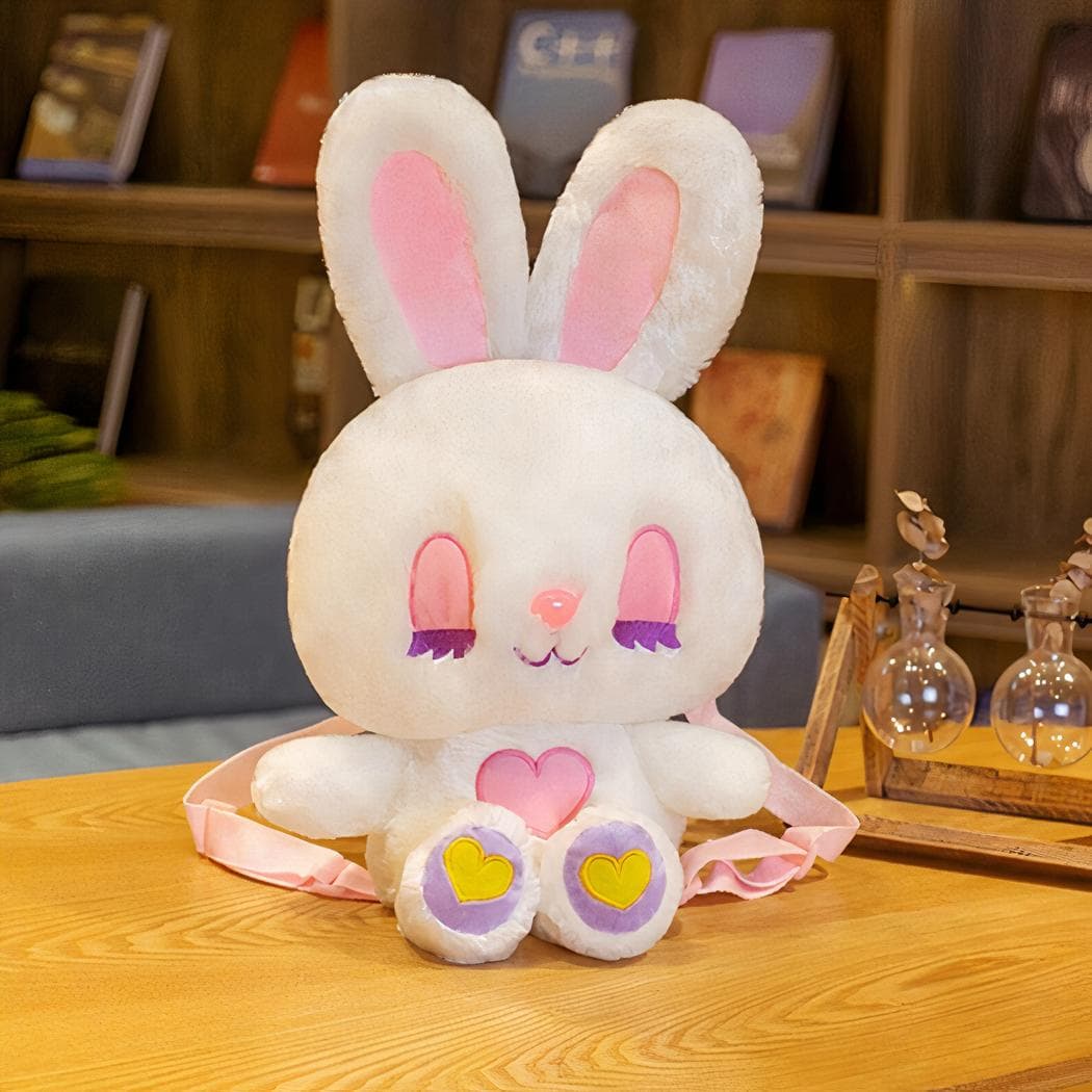 Sac à dos lapin en peluche pour enfant - blanc
