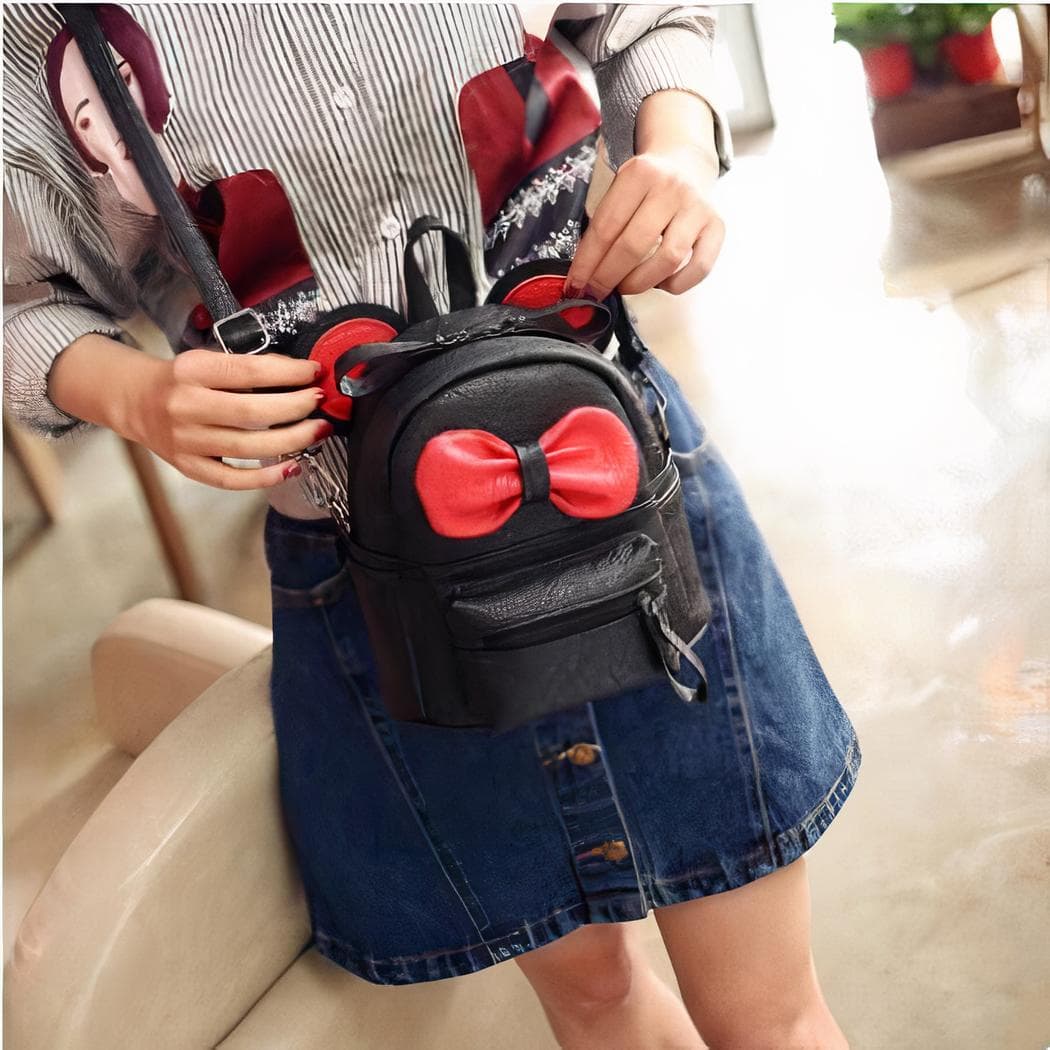 Mini sac à dos avec nœud pour fille - noir