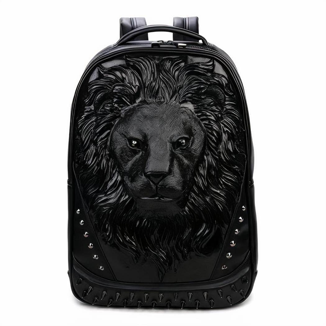 Sac à dos tête de lion en relief 3D - noir