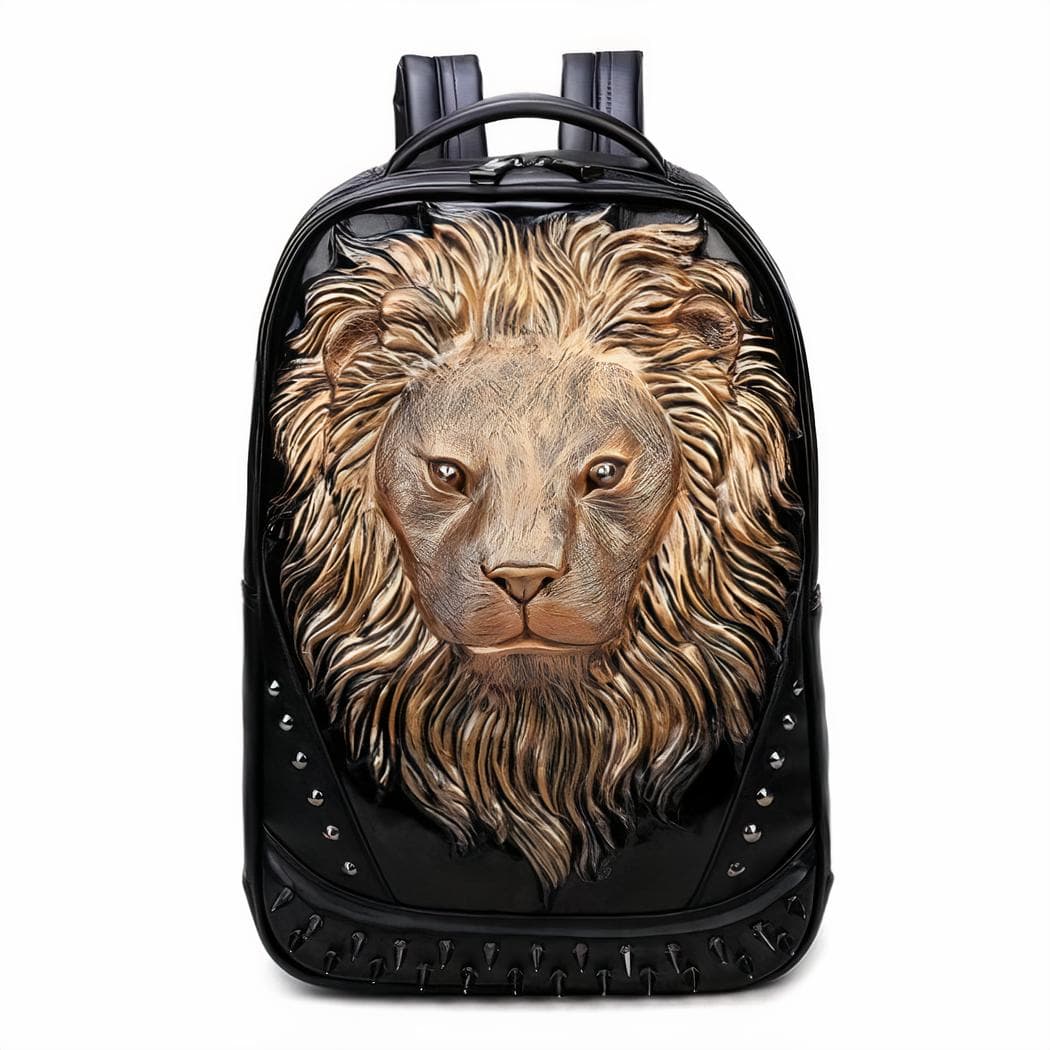 Sac à dos tête de lion en relief 3D - marron