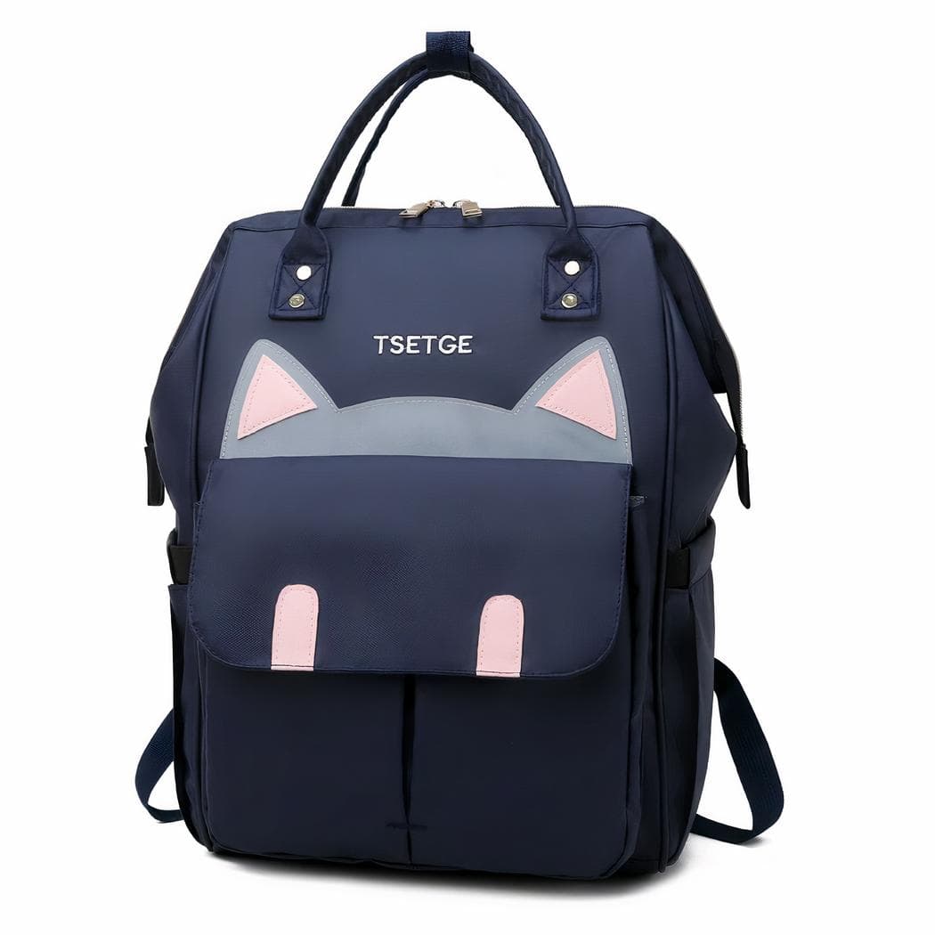 Sac à langer élégant avec motif chat - bleu