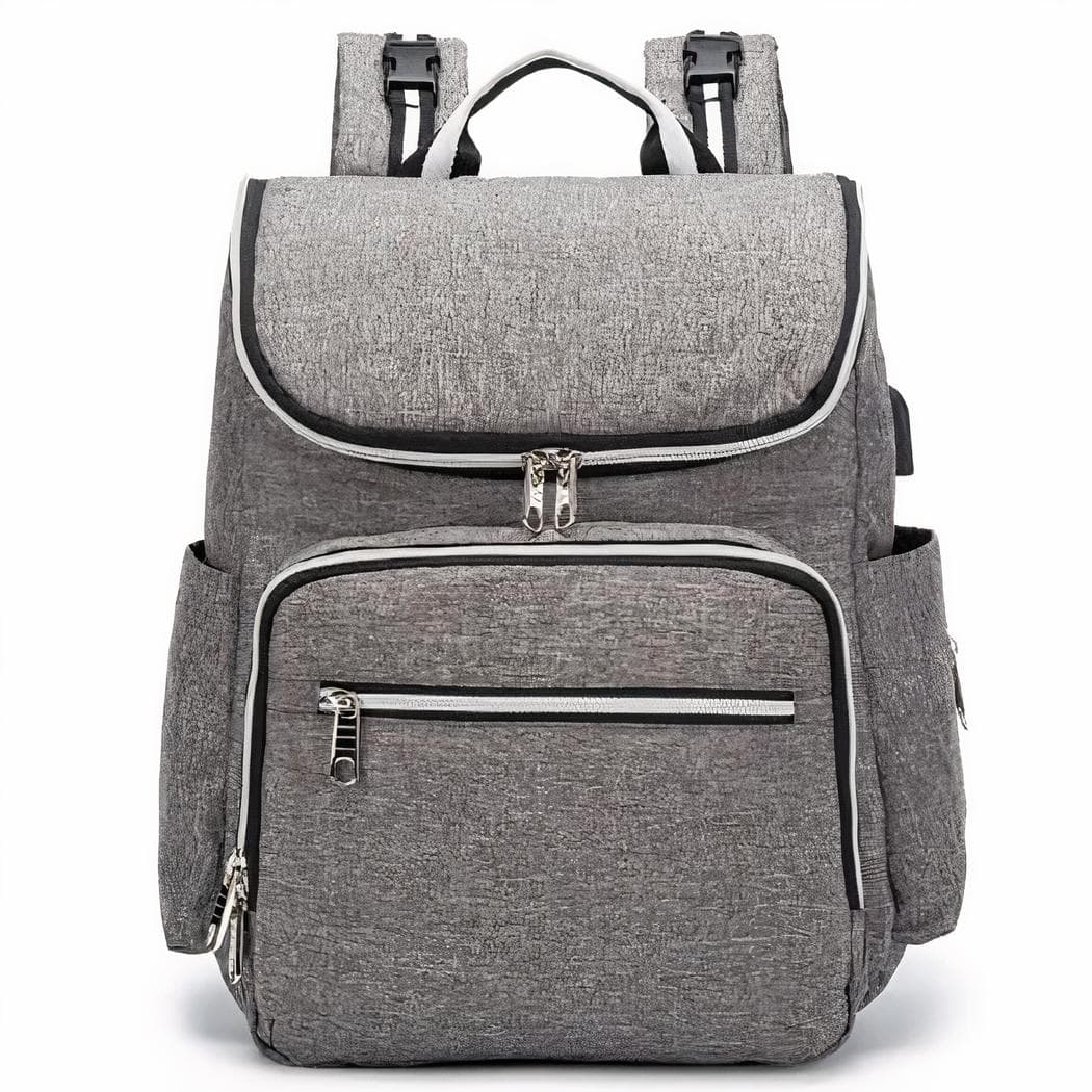 Sac à langer multifonction avec port USB - gris