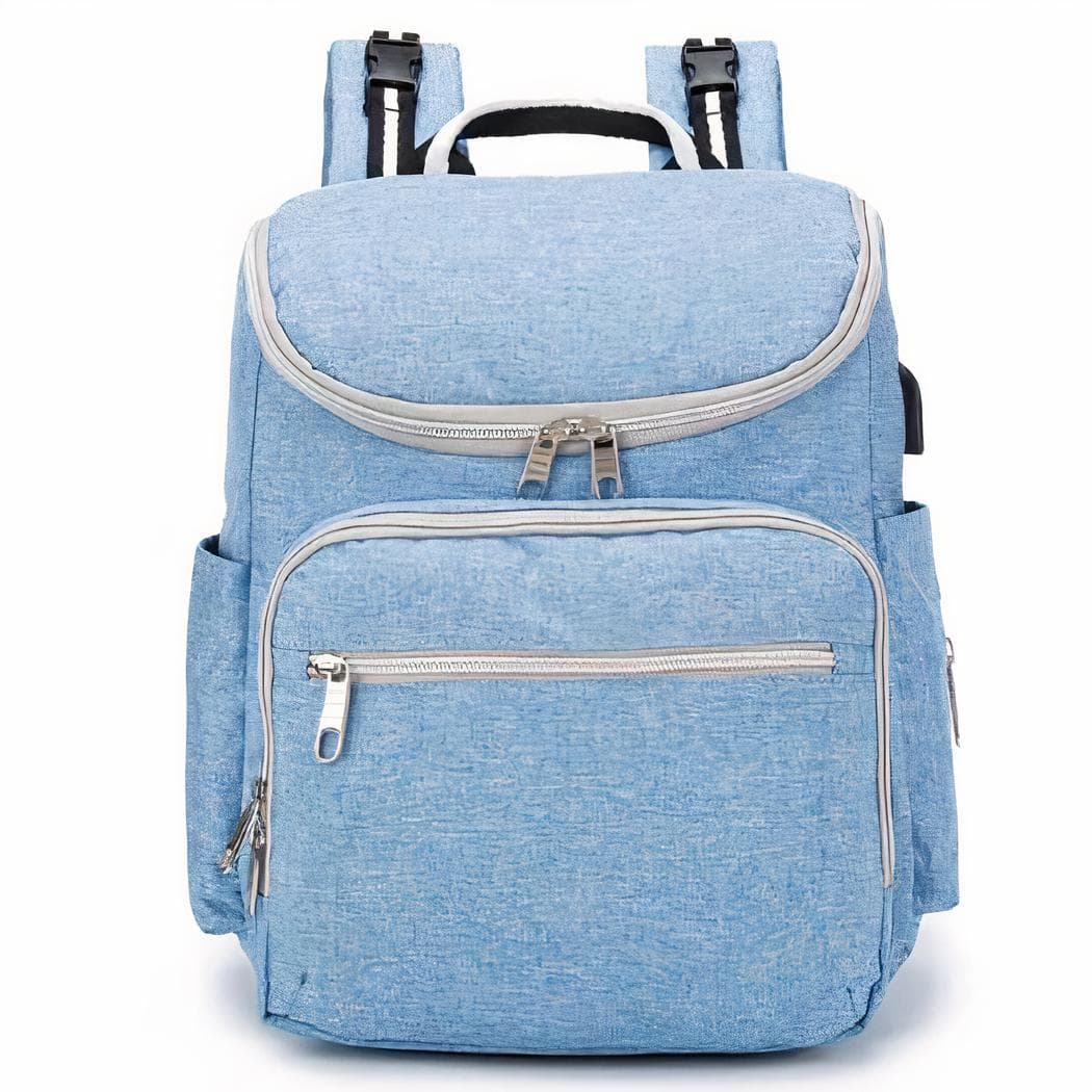 Sac à langer multifonction avec port USB - bleu