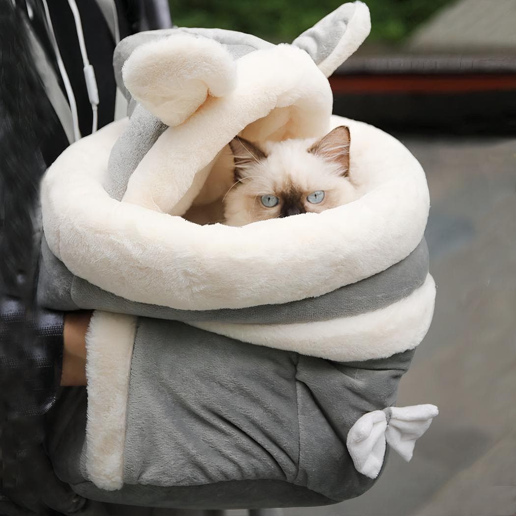 Sac à dos doux et chaud pour chat - gris