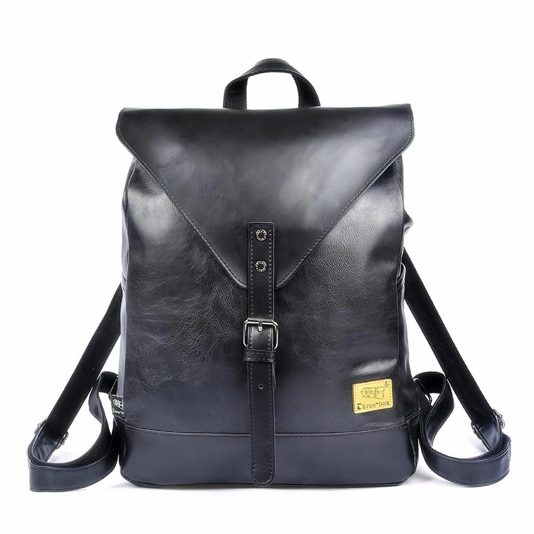 Sac à dos ordinateur en cuir végan élégant pour femme - noir