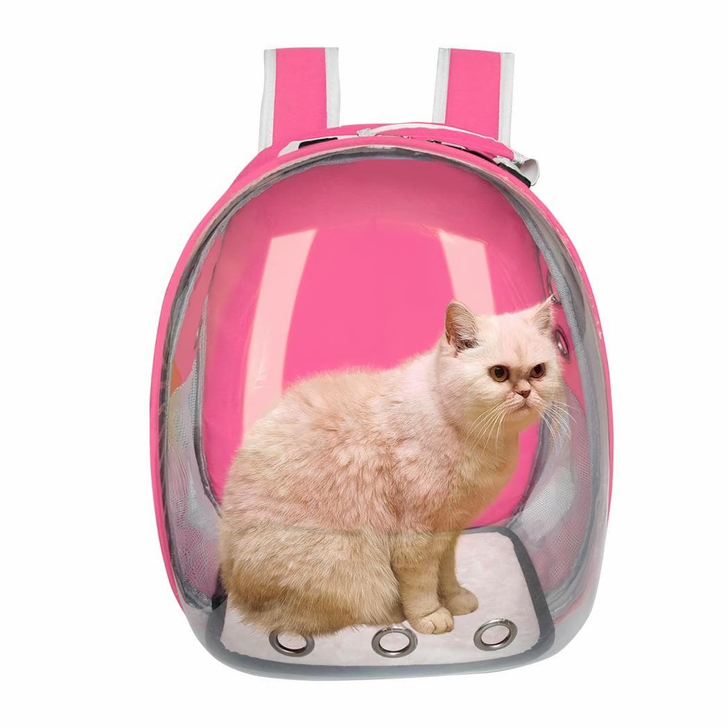 Sac à dos capsule spatiale transparente pour chat - rose
