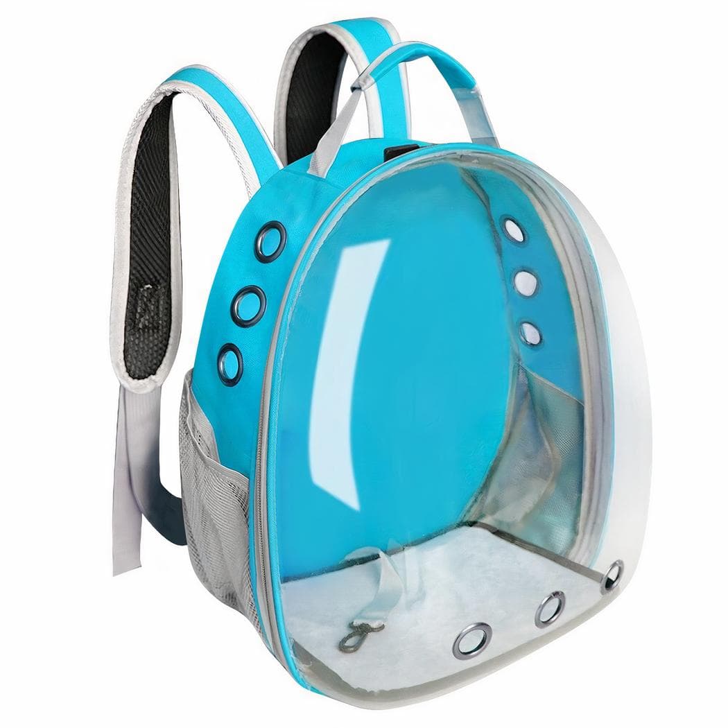 Sac à dos capsule spatiale transparente pour chat - bleu
