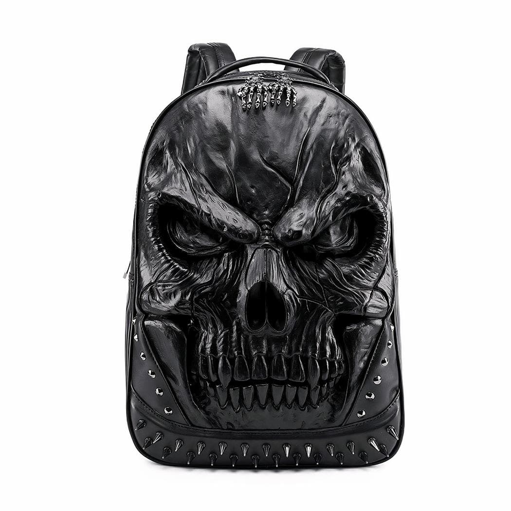 Sac à dos en imitation cuir épais motif crâne - noir
