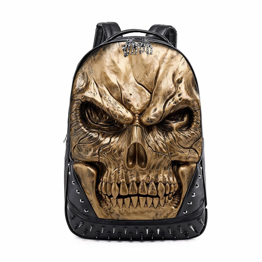 Sac à dos en imitation cuir épais motif crâne - dore