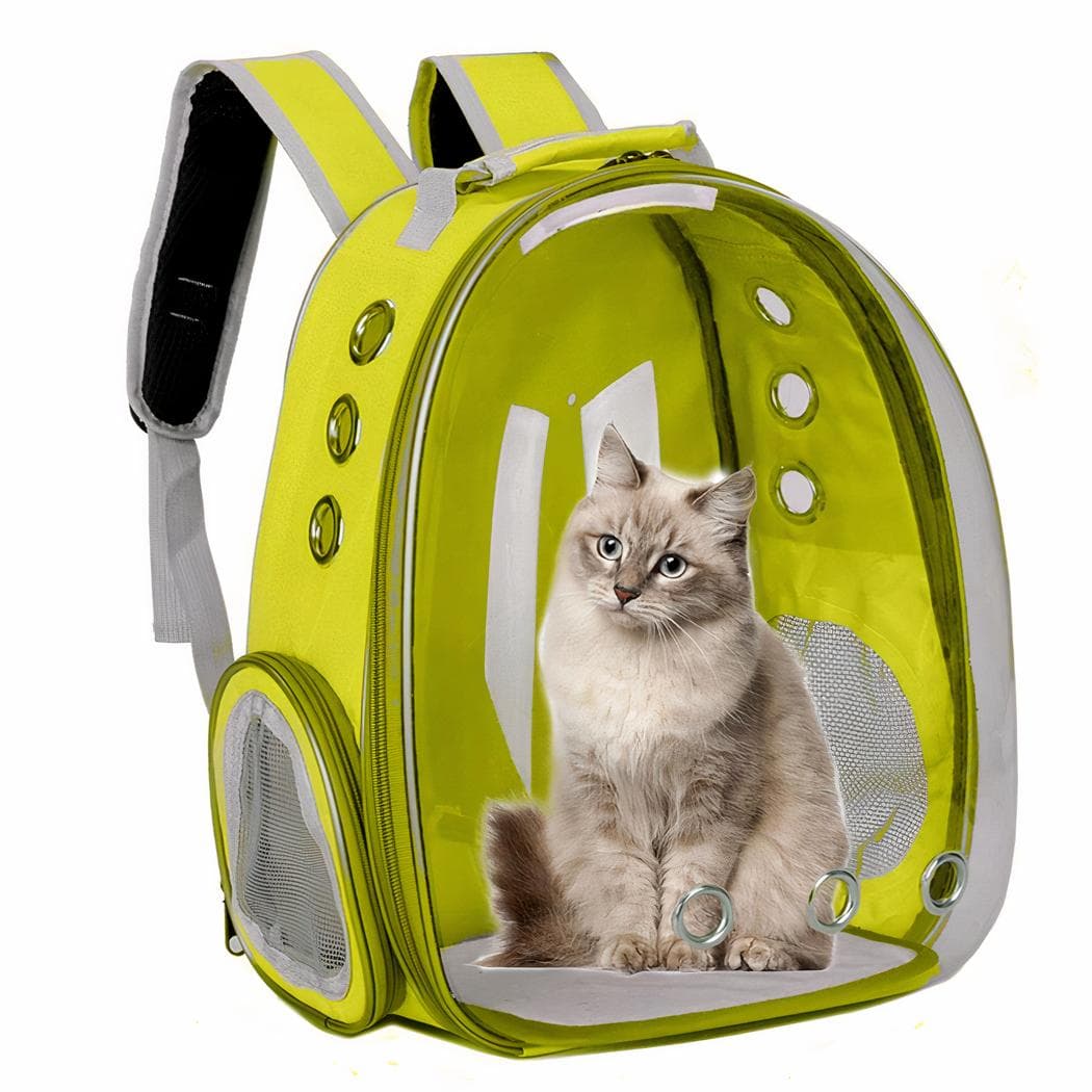 Sac à dos transparent pour petit animal de compagnie - jaune