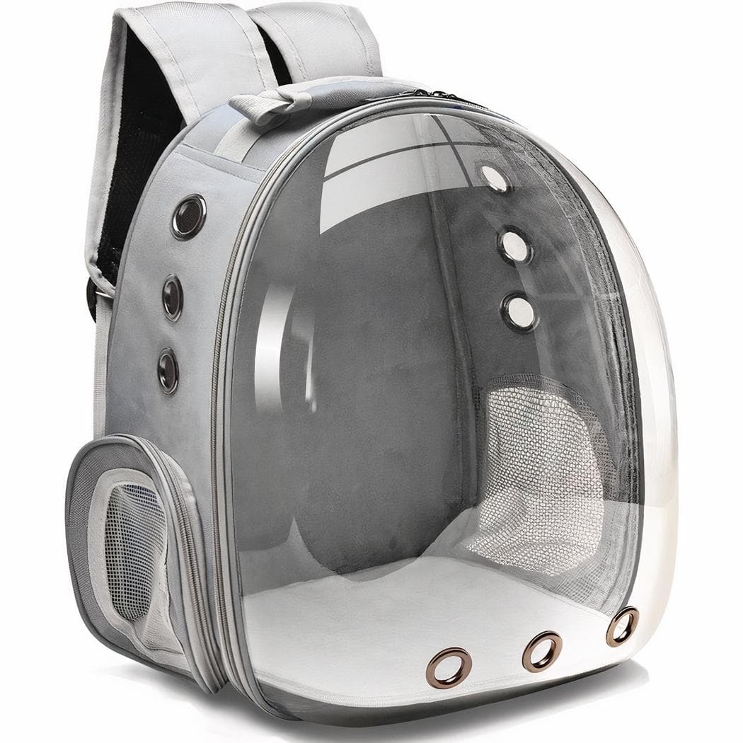 Sac à dos transparent pour petit animal de compagnie - gris