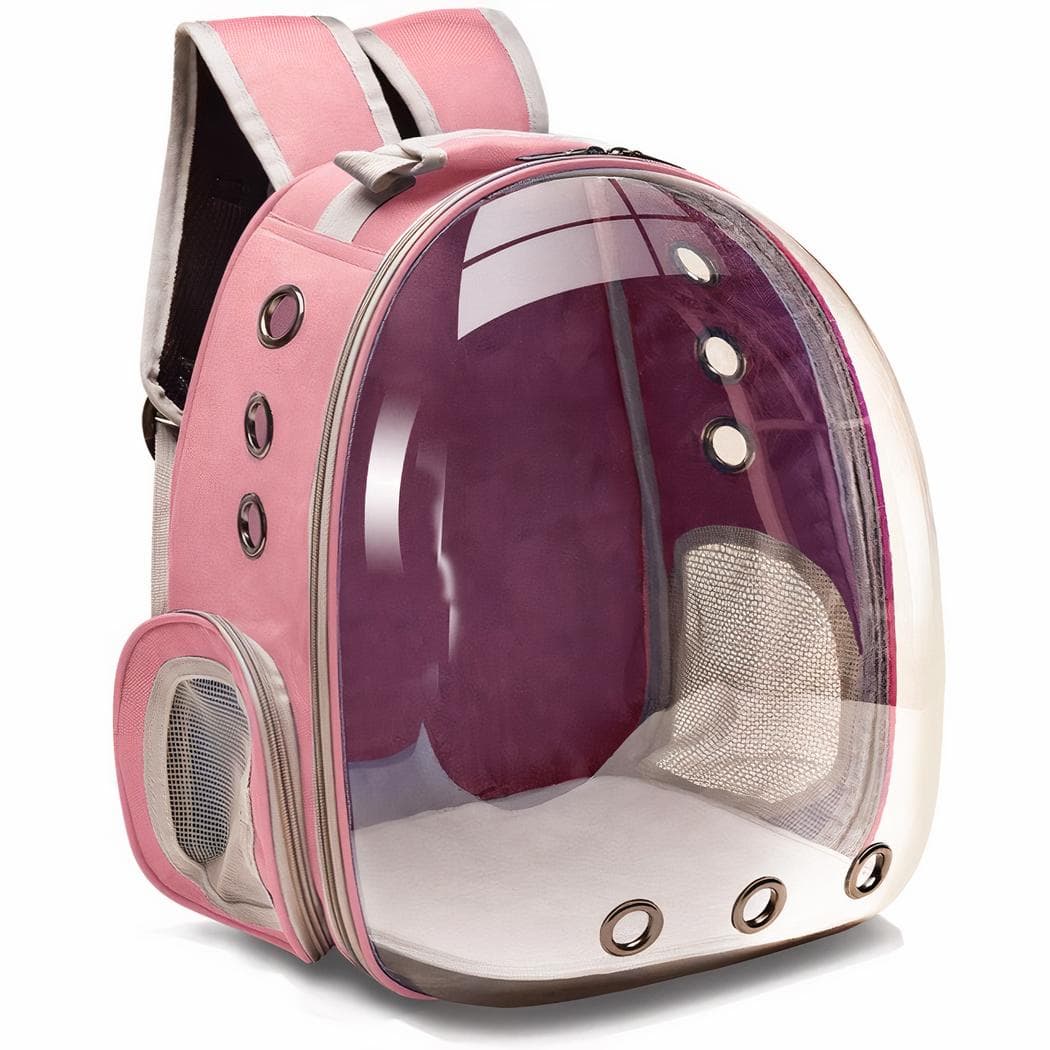Sac à dos transparent pour petit animal de compagnie - rose
