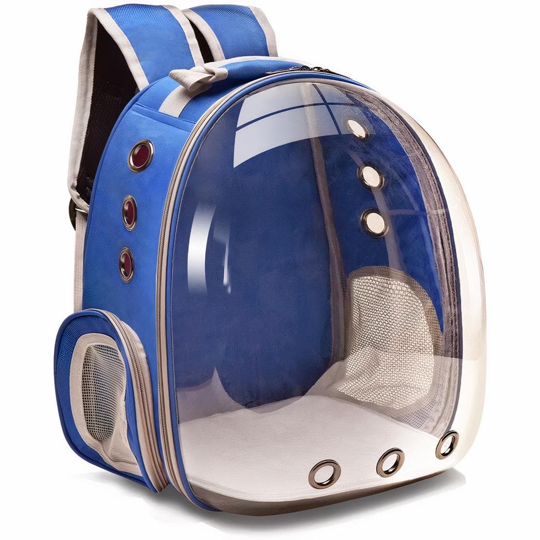 Sac à dos transparent pour petit animal de compagnie - bleu